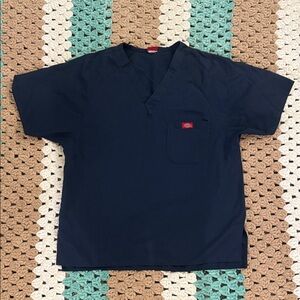 Dickies Navy Short Sleeve Scrub Shirt Mens sz Large